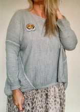 Load image into Gallery viewer, Lana Soft Knit in Dark Slate with Crown and Wings logo - Feathers Of Italy Exclusive Limited Edition