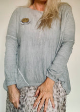 Load image into Gallery viewer, Lana Soft Knit in Dark Slate with Crown and Wings logo - Feathers Of Italy Exclusive Limited Edition