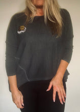 Load image into Gallery viewer, Lana Soft Knit in Dark Slate with Crown and Wings logo - Feathers Of Italy Exclusive Limited Edition