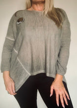 Load image into Gallery viewer, Lana Soft Knit in Dark Slate with Crown and Wings logo - Feathers Of Italy Exclusive Limited Edition