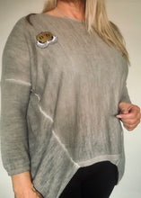 Load image into Gallery viewer, Lana Soft Knit in Dark Slate with Crown and Wings logo - Feathers Of Italy Exclusive Limited Edition