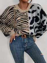 Load image into Gallery viewer, Monaco Zebra Striped And Cow Pattern Fluffy Knit Jumper
