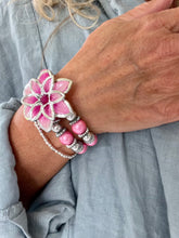 Load image into Gallery viewer, Flower Bracelet Turquoise, Hot Pink or Pink by Feathers Of Italy