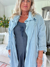 Load image into Gallery viewer, Slouch Oversized Linen Jacket in in Duck Egg Blue Made In Italy by Feathers Of Italy