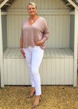 Load image into Gallery viewer, Chiffon Back Fine Knit Jumper in Pink Made In Italy By Feathers Of Italy One Size - Feathers Of Italy