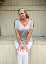 Load image into Gallery viewer, Positano Glitzy Top in Grey - Feathers Of Italy