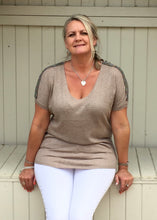 Load image into Gallery viewer, Positano Glitzy Top in Caramel - Feathers Of Italy