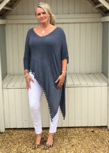 Load image into Gallery viewer, Side Detail Bobble Top Washed Blue - Feathers Of Italy