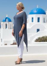 Load image into Gallery viewer, Side Detail Bobble Top Washed Blue - Feathers Of Italy