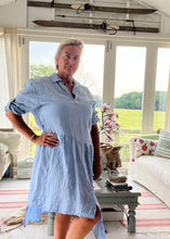 Load image into Gallery viewer, Romearno Linen Dress in Blue, Made In Italy By Feathers Of Italy One Size