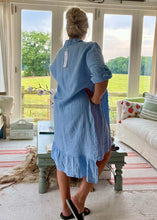 Load image into Gallery viewer, Romearno Linen Dress in White Pink or Blue Made In Italy By Feathers Of Italy