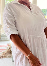 Load image into Gallery viewer, Romearno Linen Dress in White, Made In Italy By Feathers Of Italy One Size