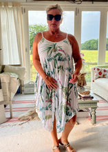 Load image into Gallery viewer, Florentina Summer Sun Dress Floral Garden Print in White One Size By Feathers Of Italy