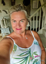 Load image into Gallery viewer, Florentina Summer Sun Dress Floral Garden Print in White One Size By Feathers Of Italy