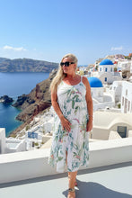 Load image into Gallery viewer, Florentina Summer Sun Dress Floral Garden Print in White One Size By Feathers Of Italy