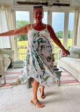 Load image into Gallery viewer, Florentina Summer Sun Dress Floral Garden Print in White One Size By Feathers Of Italy