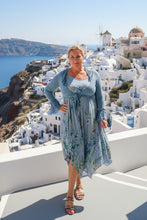 Load image into Gallery viewer, Florentina Summer Sun Dress Floral Garden Print in Blue One Size By Feathers Of Italy
