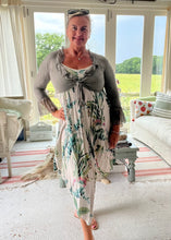 Load image into Gallery viewer, Forentina Summer Sun Dress Floral Garden Print in Stone One Size By Feathers Of Italy