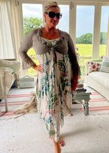 Load image into Gallery viewer, Forentina Summer Sun Dress Floral Garden Print in Stone One Size By Feathers Of Italy