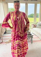 Load image into Gallery viewer, Positano Yoke detail Three tiered frill long Sleeve Maxi Dress