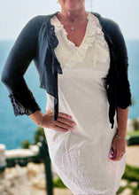 Load image into Gallery viewer, Amalfi Linen Ruffle Dress in Blue Made In Italy by Feathers Of Italy One Size