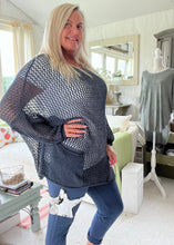 Load image into Gallery viewer, o Loose Knit Baggy Jumper In Navy One Size Made In Italy Feathers Of Italy