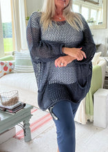 Load image into Gallery viewer, Valentino Loose Knit Baggy Jumper In Navy One Size Made In Italy Feathers Of Italy