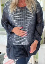 Load image into Gallery viewer, o Loose Knit Baggy Jumper In Navy One Size Made In Italy Feathers Of Italy