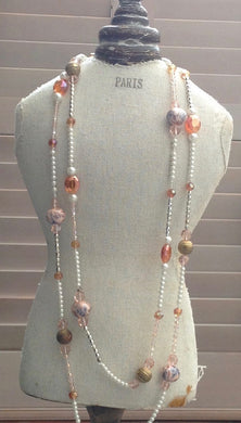 Florence Extra Long Necklace in Pink - Feathers Of Italy 