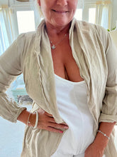 Load image into Gallery viewer, Italian Slouch Linen Jacket in in Stone | Feathers Of Italy