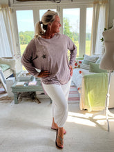 Load image into Gallery viewer, Positano Long Sleeved Cotton T Shirt with Diamanté Star Pocket Detail