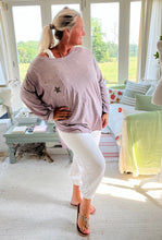 Load image into Gallery viewer, Positano Long Sleeved Cotton T Shirt with Diamanté Star Pocket Detail