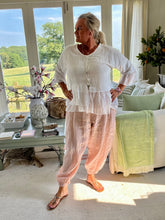 Load image into Gallery viewer, Short Sleeved Linen and Silk layer Top in White