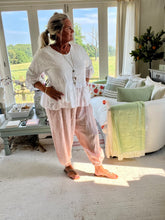 Load image into Gallery viewer, Short Sleeved Linen and Silk layer Top in White