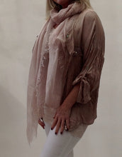 Load image into Gallery viewer, Milan Silk and Sequin Crinkle Shirt in Pink Made In Italy By Feathers Of Italy One Size - Feathers Of Italy