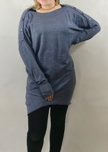 Load image into Gallery viewer, Limited Edition Star Jumper Dress with Star Buttons In Denim Blue - Feathers Of Italy