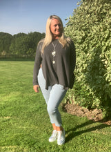 Load image into Gallery viewer, Amazing Woman Crinkle Jeans in ICE Blue with Draw String Waist With Rips and Diamonte Detail One Size Feathers Of Italy