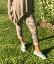 Load image into Gallery viewer, Amazing Woman Crinkle Jeans in Ice Camouflage with Draw String Waist With Silver Side Detail One Size