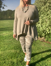 Load image into Gallery viewer, Amazing Woman Crinkle Jeans in Ice Camouflage with Draw String Waist With Silver Side Detail One Size