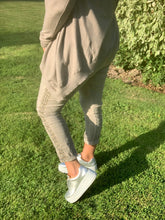 Load image into Gallery viewer, Amazing Woman Crinkle Jeans in Stone with Draw String Waist and Silver Stud and Diamonte Web Side Detail One Size