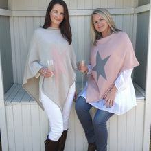 Load image into Gallery viewer, Star Poncho in Beige - Feathers Of Italy