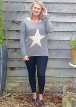 Load image into Gallery viewer, Star Knit Jumper In Grey - Feathers Of Italy