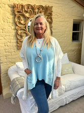 Load image into Gallery viewer, Milan V-Neck Batwing Short Sleeves Jumper Aqua | Feathers Of Italy