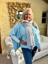 Load image into Gallery viewer, Milan V-Neck Batwing Short Sleeves Jumper Aqua | Feathers Of Italy