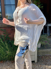 Load image into Gallery viewer, Vintage Silk Top in Vanilla With Embroidered Edge Detail With Under Top Cami - Feathers Of Italy