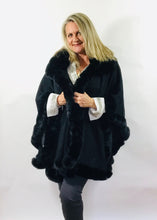 Load image into Gallery viewer, Limited Edition Luxury Grey Faux Fur Cape by Feathers Of Italy One Size - Feathers Of Italy