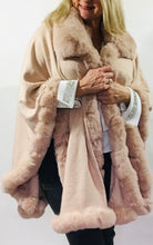 Load image into Gallery viewer, Limited Edition Luxury Grey Faux Fur Cape by Feathers Of Italy One Size - Feathers Of Italy