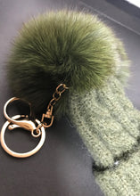 Load image into Gallery viewer, Limited Edition Bobble Hat Pom Pom Key Ring in Green or White - By Feathers Of Italy - Feathers Of Italy