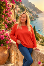 Load image into Gallery viewer, Copy of Naples Relaxed Batwing Ribbed Long Sleeves Jumper Baby Pink | Feathers Of Italy
