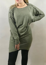 Load image into Gallery viewer, Limited Edition Star Jumper Dress with Star Buttons In Denim Blue - Feathers Of Italy